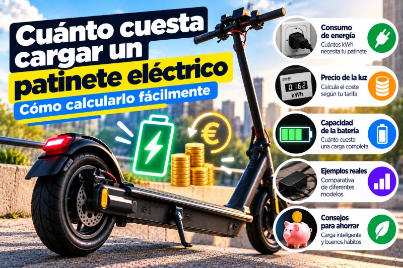 Cuánto cuesta cargar un patinete eléctrico: cómo calcularlo con el consumo en kWh, el precio de la luz y la capacidad de la batería